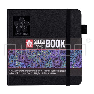 kniha Sakura Black sketchbook 12 x 12 cm