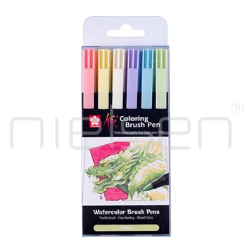Sakura KOI akvarel. brushpen set 6 ks - PASTEL