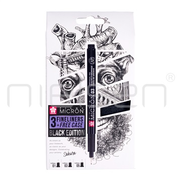 Sakura PIGMA Micron Black Edition set 3ks + pouzdo