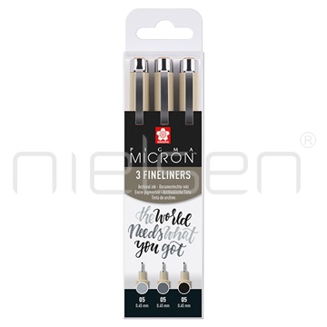 marker Sakura PIGMA Micron set 3 ks, šedý+černý