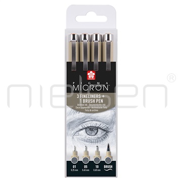 marker Sakura PIGMA Micron set 4 ks šedý