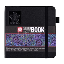 kniha Sakura Black sketchbook 12 x 12 cm