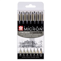 marker Sakura PIGMA Micron 6 ks + 1 ks Pigma Brush