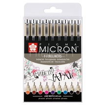marker Sakura PIGMA Micron 05 set 9 ks, mix barev